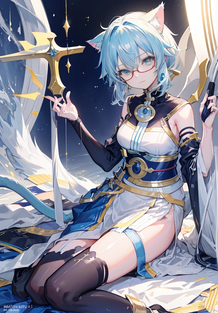 Chinon SAO_a, sinon, smile, (High praise, attractive, fascinating, exciting,Kurobuchi glasses, Cat ear,One thin cat tail,nice, impressive:1.3), (very detailed, high quality:1.3),A short-haired girl in a yukata enjoying cotton candy at a festival,japanese festival,Summer Festival Stalls、Red lantern,(masterpiece:1.2), 最high quality, High resolution, unity 8k wallpaper, (shape:0.8), (beautiful and fine eyes:1.6), very detailed face, perfect lighting, Very detailed CG, (perfect hands, perfect anatomy),