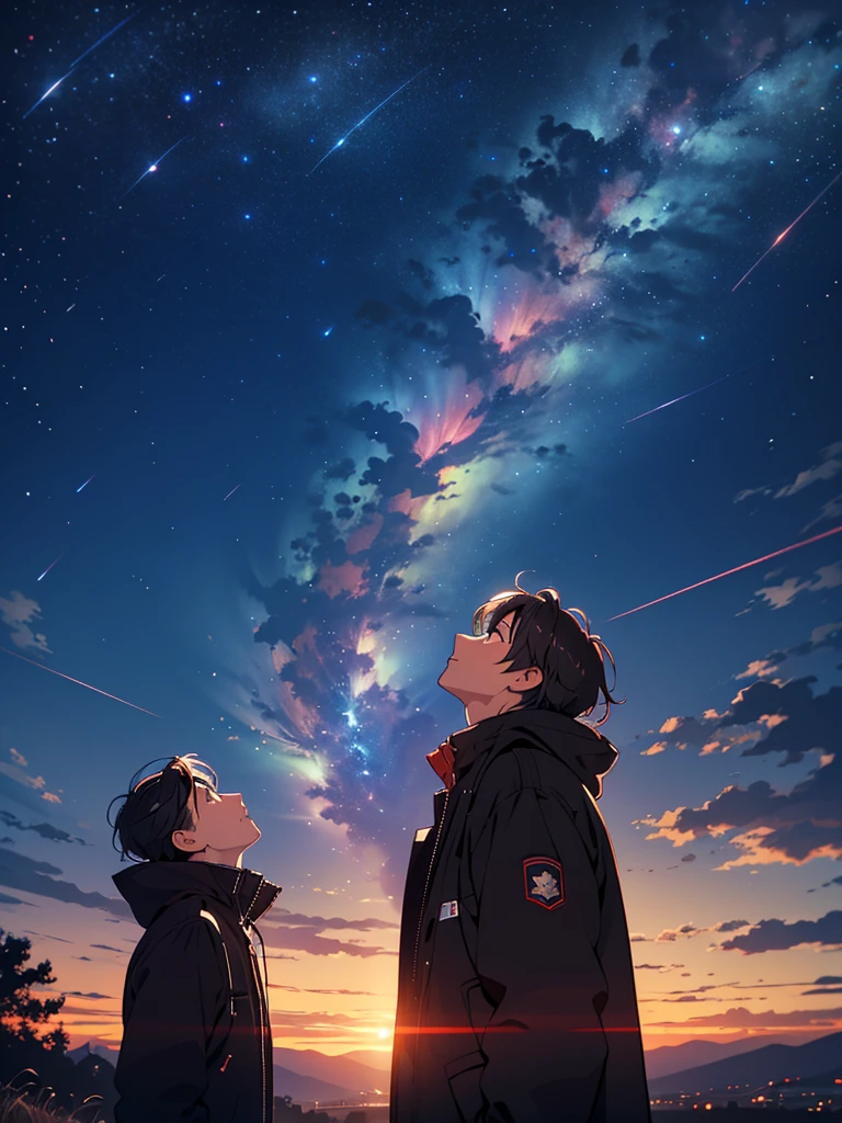 Man looking up the night sky with lots of stars 