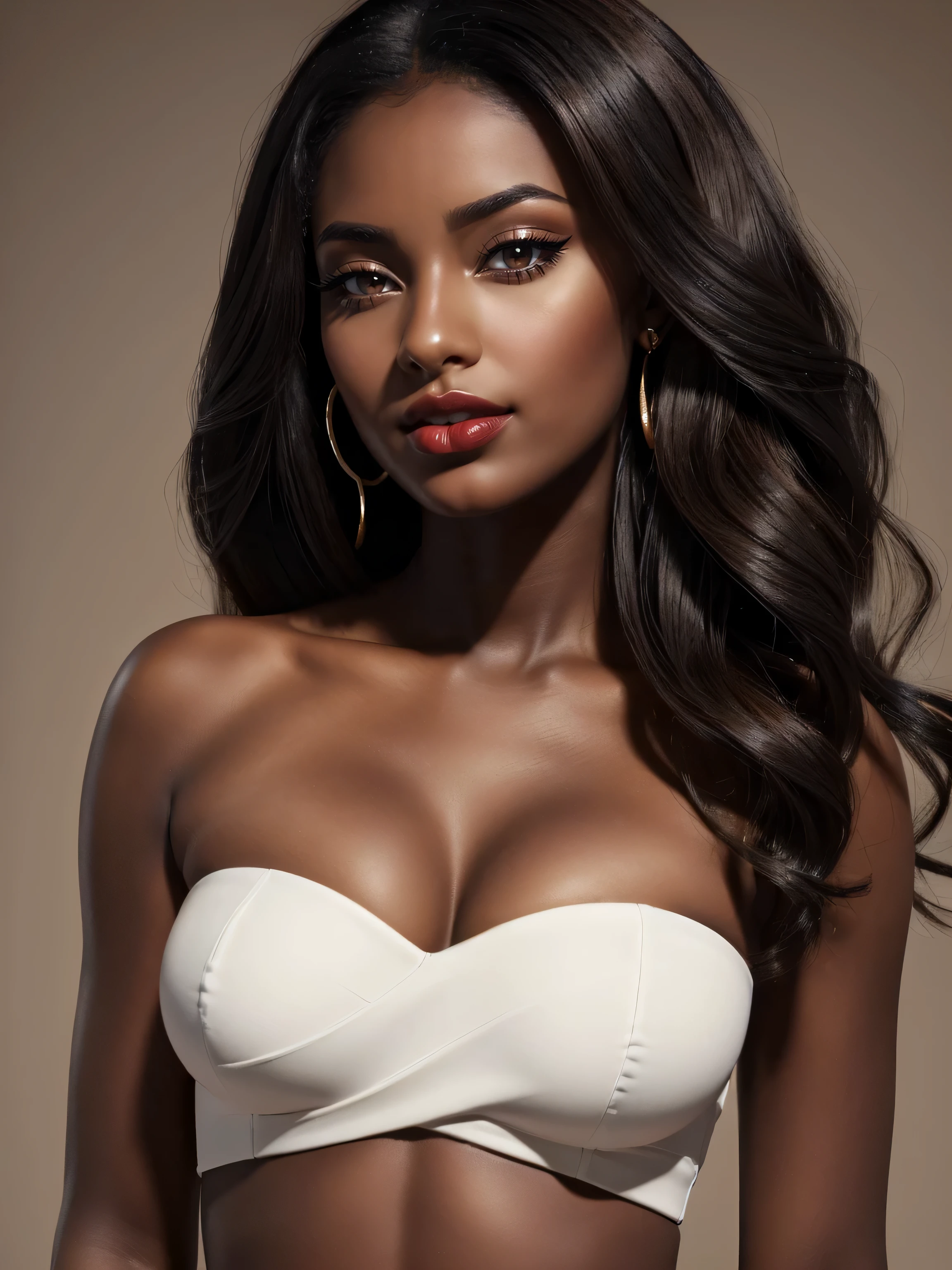 beautiful black woman, golden suit jacket, cleavage, album cover