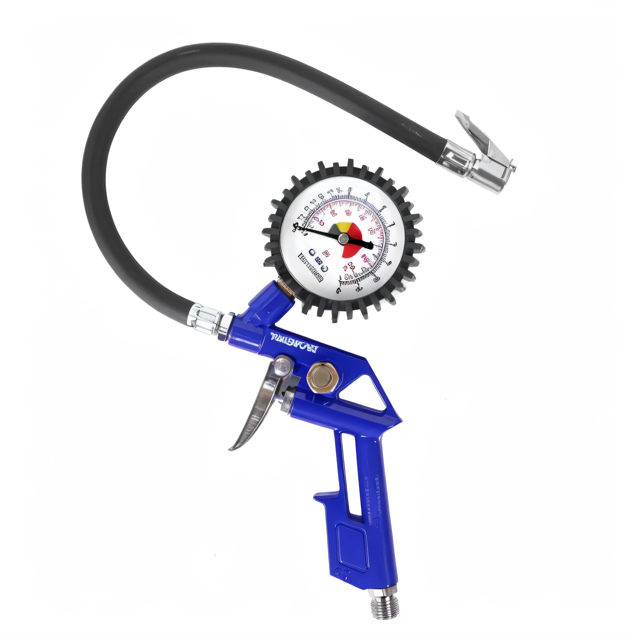 a close up of a pressure gauge with a hose attached, gauges, tubes and gauges, productphoto, detailed image, tool, 1200 dpi, 1 2 0 0 dpi, hdt, hoses, full product shot, mechanic, universal, full lenght view, gaunt, lepra, decoration, high quality product image”