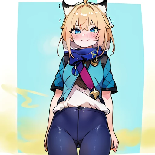 Highest image quality、(master piece:1.2)、detailed、Lynx、1 girl、solo、fart、Are standing、blue eyes、Gas comes out of the butt、lots of gas、blush、shyness、Satisfied smile、put pressure on your face