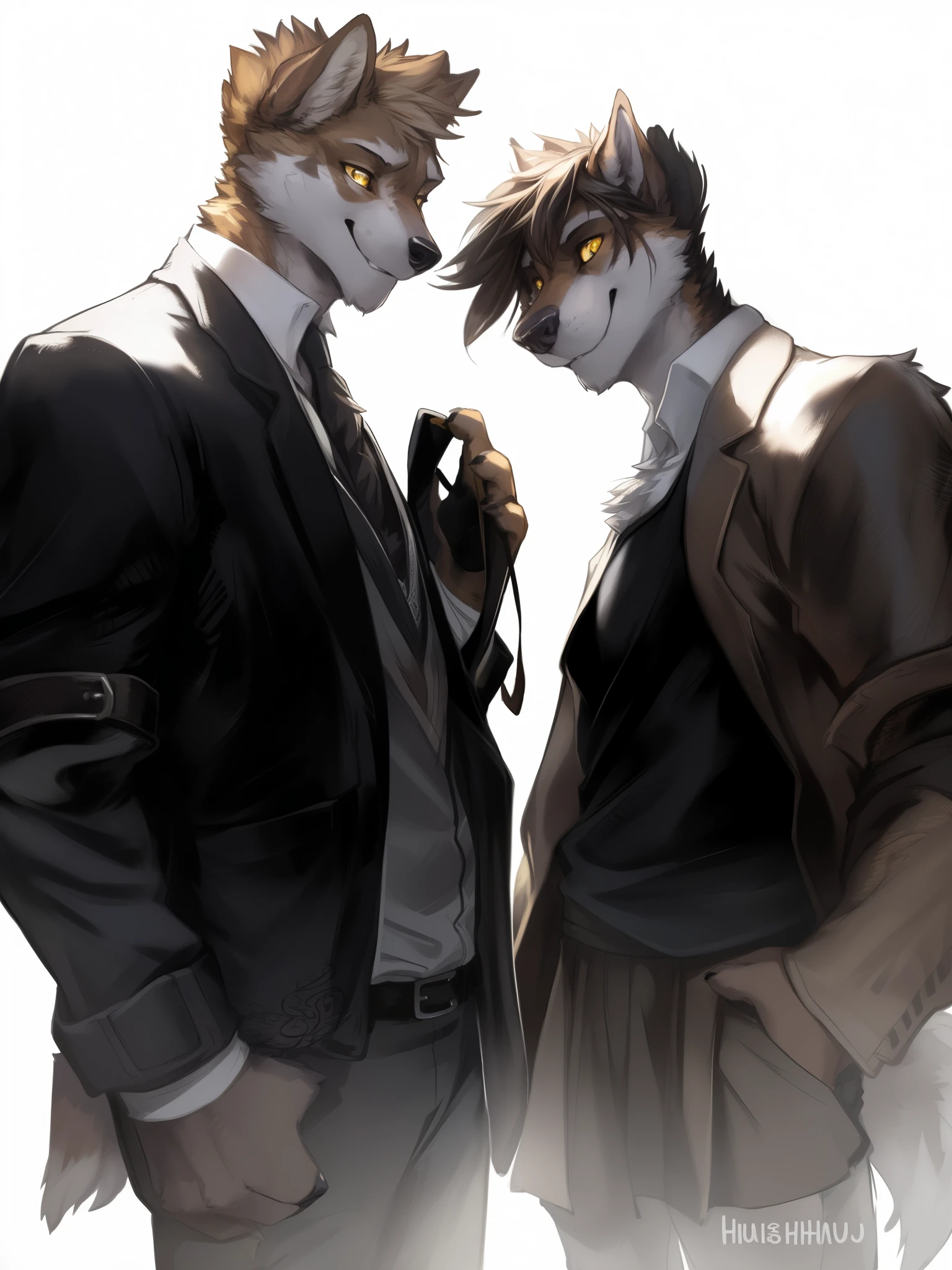 (author:hioshiru、kenket and dimwitdog, Michael & Inessa Garmash, ruan jia, Pinodeheni, chunie), alone, Humanity, male, (Wolf), ((intricate deTail fluffy fur texture)), I, Karasumi, (yellow eyes), tufts of chest hair, ((clothed)), digital level, (Tail), Handsome, Normal, alone, (muscle), (shadow), (deTailed eyes):1.2, ((bust))