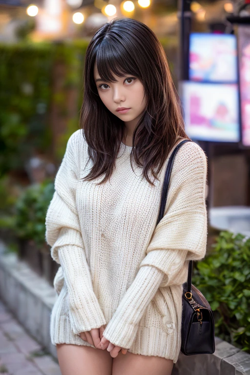 1 girl、(looking at the viewer)、(Bokeh:1.1)、parted lips、Expressionless、realistic、tights、skirt、skyline、realistic、アップskirt、skirtリフト、highest quality、masterpiece:1.3、Super high resolution、Angle of view from below:1.25 、close up on panties:1.35、embarrassed look、The background is a night view、(look viewer:1.3)、(beautiful face:1.2)