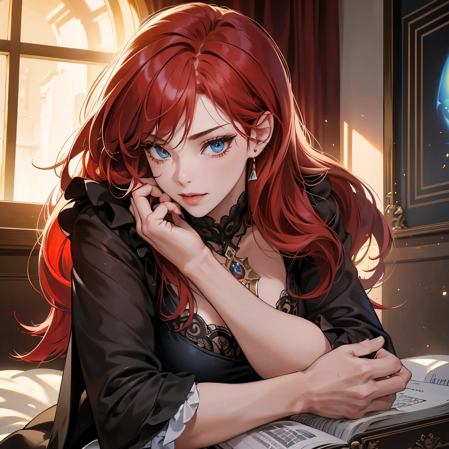 Anime Girl With Red Hair And Blue Eyes