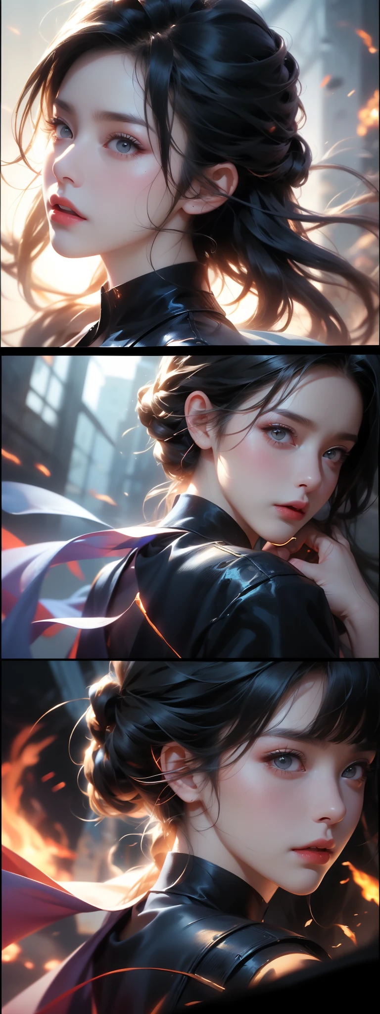 サラサラヘア、悪魔、silver hair、(dark brown eyes:1.2),Analog 150mm Renault Tiful Natural Soft Rim Light、