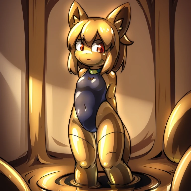 alone, red pupils, Detailed hair, young,one-piece swimsuit,Firmware version, furry anime, Bragon, very cute face, Blushed, young, Detailed background, Detailed fanart, pixiv, number, masterpiece, high quality, high resolution,black earth,stuck in mud,Covered with mud,Only the head is exposed,random color,random species,personal portrait,The tail is in the right position