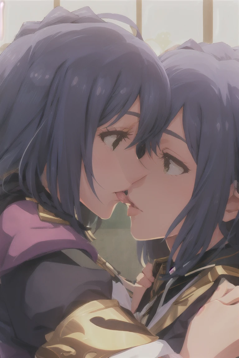 kiss, yuri, looking at each other, hug, passionate, touching, tongue, mouth