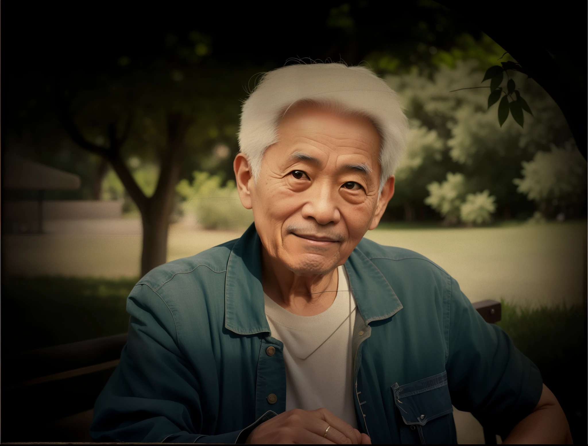 there is a woman sitting on a bench in a park, portrait photo of an old man, song nan li, robert kondo, cover photo portrait of du juan, old man, keng lye, ishirō honda, old man portrait, the look of an elderly person, terada katsuya, dark grey haired man, lin hsiang