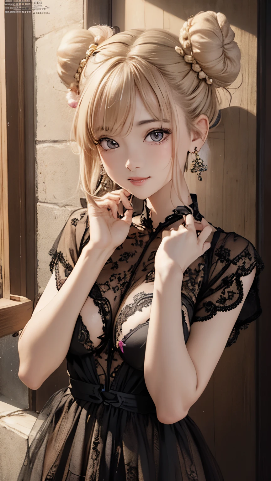 an unparalleled masterpiece、Ultra-realistic 8k CG、perfect artwork、wallpaper、1 Girl Girl Beautiful Girl、alone、chai pao、beautiful face、
hair ornaments、looking at the viewer、Put a smile on your face、closed your mouth、chai pao、dress、hair ornaments、headless、jewelry、earrings、Chinese service、((low bun:1.6))