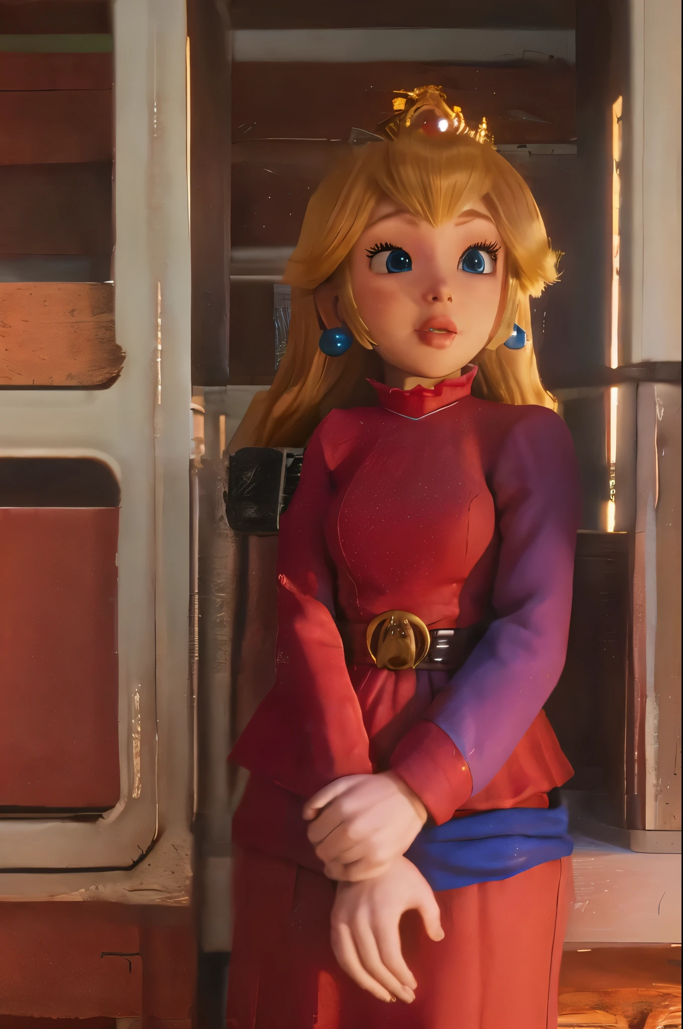 PrincessPeach in a red twokunf uniform