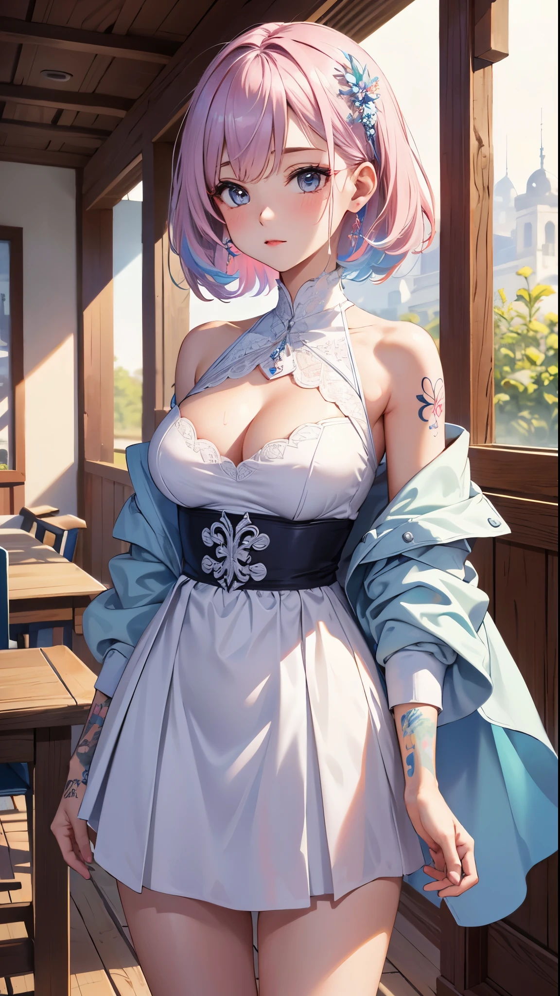 (1 girl:1.2, body covered in word, word physically:1.1, tattooed (word) physically:1.2),(masterpiece:1.4, best quality),medium breasts,(intricate details),unified 8k wallpaper,ultra detailed,(pastel colors:1.3),Beautiful and beautiful,perspective (clothing),detailed,alone,