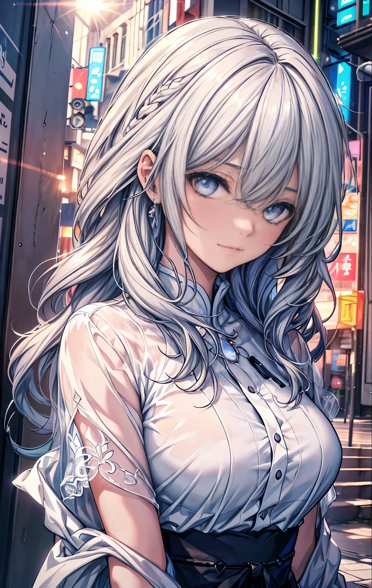 {{masterpiece}},best quality,Highly detailed CG Unity 8K wallpaper,One woman,movie lighting,lens flare glow,beautiful and fine eyes,close,close up of face,eyes close up,colorが黒い,Landscape,多colorの髪,colorful light,Microparticles,(color:1.5),(colored hair:1.5),perfect body,perfect face,fashionable clothes,I can see through my clothes,there's light in my eyes,color付きの光沢のあるスポット,clear eyes,blush,