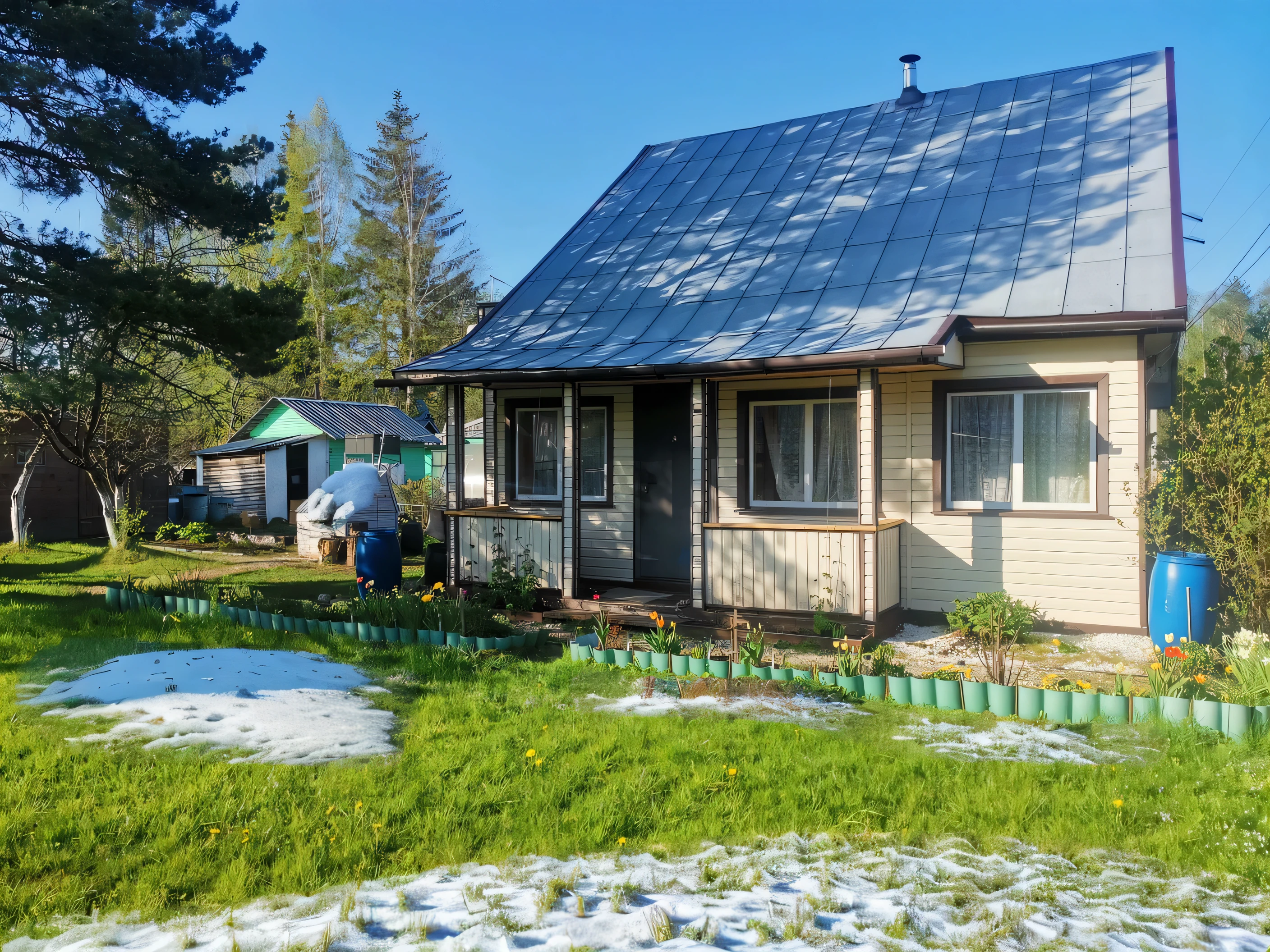 Snow on the grass