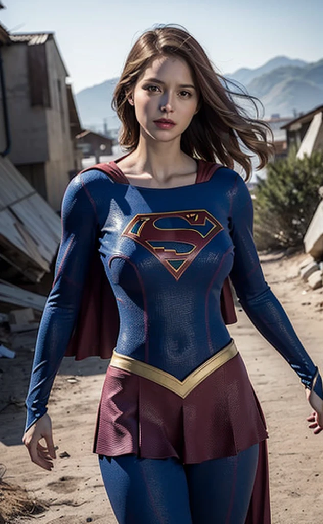 half-length,1girl,(Perfect figure,be tall and slim),solo,standing,(outdoor:1),sky,Focus on the face,Beautiful sexy face,Detailed delicate young face,supergirl, (Super girl suit:1.5),Jumpsuit,(huge breasts,Big tits,Big breasts:1.3),thigh gap,camel toe realistic style,vivid picture,masterpiece, (best quality:1.2),ultra-detailed,realistic,High definition,High quality,Cinematic Light,Ray tracing,ultra high res,UHD,(photorealistic:1.5),intricate details,detailed texture,finely detailed,High quality shadow