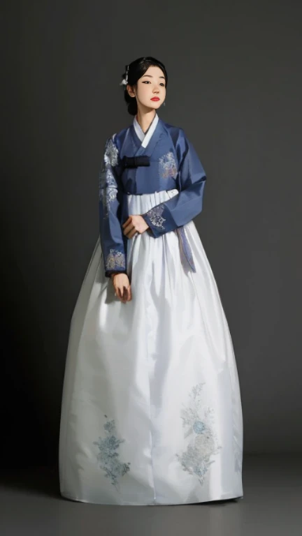 a woman in a Han bok dress poses for a photo, Han bok, korean Han bok, Inspired by Jeong Seon, traditional clothes, traditional clothes, traditional clothes, Dressed in the attire of an aristocratic woman, Korean woman, Dressed in colorful silk clothes, Songs inspired by Shin Yun-bok, Inspired by Sima Jeong, Songs inspired by Shin Saimdang, Wear authentic attire