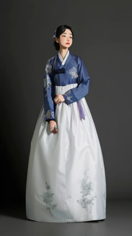 a woman in a Han bok dress poses for a photo, Han bok, korean Han bok, Inspired by Jeong Seon, traditional clothes, traditional clothes, traditional clothes, Dressed in the attire of an aristocratic woman, Korean woman, Dressed in colorful silk clothes, Songs inspired by Shin Yun-bok, Inspired by Sima Jeong, Songs inspired by Shin Saimdang, Wear authentic attire