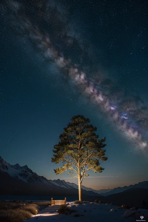 (best quality,8k,ultra-detailed),(realistic:1.37),(HDR,vivid colors),(mountain),(heavenly night sky),(full of stars),(side tree),(peaceful),(dreamy),(majestic),(serene),(soft pastel colors),(fiery sunset),(mystical),(ethereal),(cosmic),(glowing),(tranquil),(moonlit),(starlight),(gentle breeze),(whispering leaves),(distant mountains),(silhouettes),(celestial),(nighttime beauty),(stunning view),(enchanted),(idyllic),(harmonious),(magical),(awe-inspiring),(celestial),(mysterious),(ethereal),(serene),(captivating),(awe-inspiring),(peaceful),(alive with beauty)