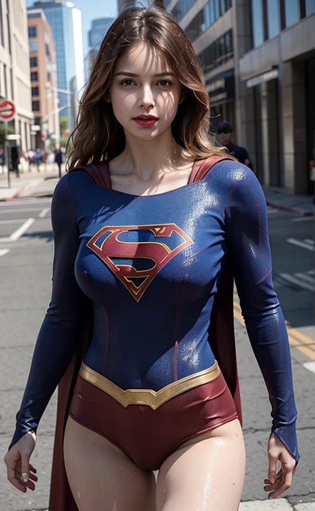 half-length,1girl,(Perfect figure,be tall and slim),solo,standing,(outdoor:1),sky,Focus on the face,Beautiful sexy face,Detailed delicate young face,supergirl, (Super girl suit:1.5),Jumpsuit,(huge breasts,Big tits,Big breasts:1.3),thigh gap,camel toe realistic style, (water wet between pussy and legs:1.4), vivid picture,masterpiece, (best quality:1.2),ultra-detailed,realistic,High definition,High quality,Cinematic Light,Ray tracing,ultra high res,UHD,(photorealistic:1.5),intricate details,detailed texture,finely detailed,High quality shadow
