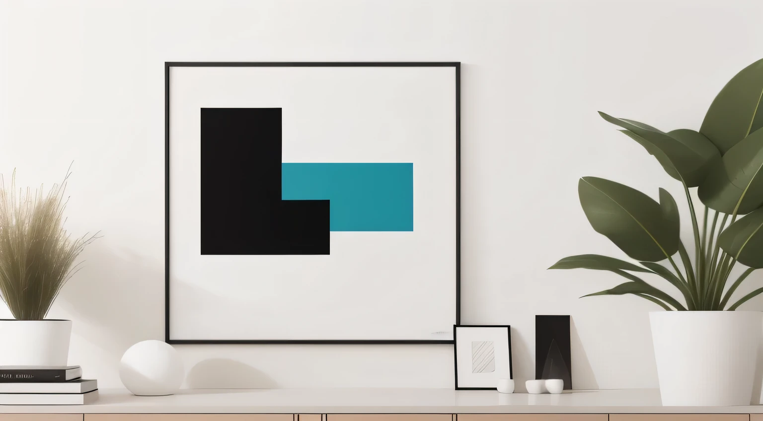 Create a captivating image for a Minimalist Abstract Wall Art Etsy gig, featuring a blend of modern aesthetics and motivational elements. The image should reflect simplicity, elegance, and motivational vibes. Incorporate versatile decor elements, high-quality materials, and eco-friendly production. Capture the essence of customization options. The final image should evoke a sense of contemporary design and inspire viewers
