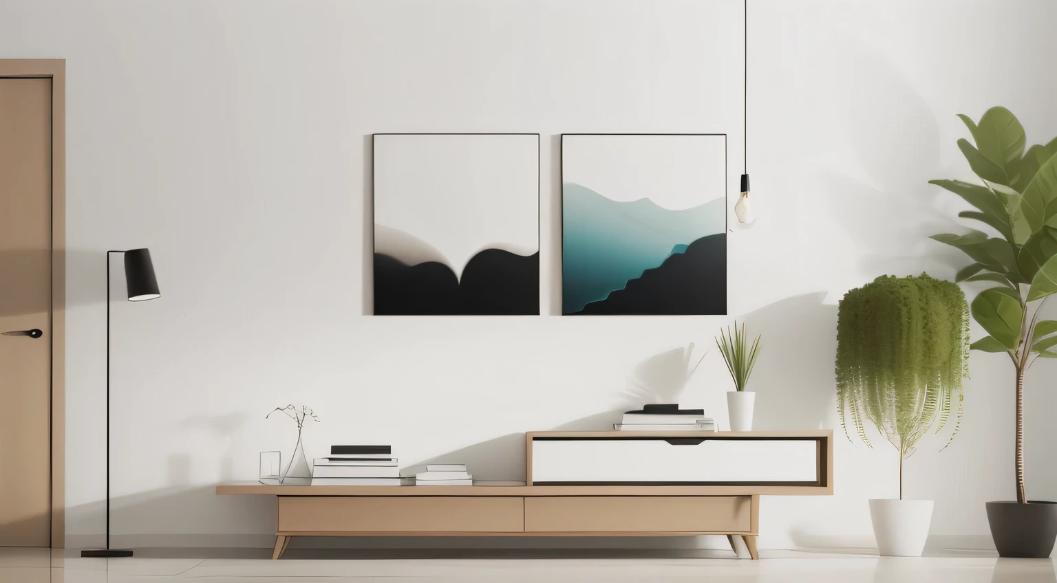 Create a captivating image for a Minimalist Abstract Wall Art Etsy gig, featuring a blend of modern aesthetics and motivational elements. The image should reflect simplicity, elegance, and motivational vibes. Incorporate versatile decor elements, high-quality materials, and eco-friendly production. Capture the essence of customization options. The final image should evoke a sense of contemporary design and inspire viewers