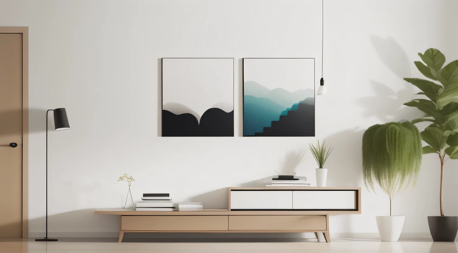 Create a captivating image for a Minimalist Abstract Wall Art Etsy gig, featuring a blend of modern aesthetics and motivational elements. The image should reflect simplicity, elegance, and motivational vibes. Incorporate versatile decor elements, high-quality materials, and eco-friendly production. Capture the essence of customization options. The final image should evoke a sense of contemporary design and inspire viewers