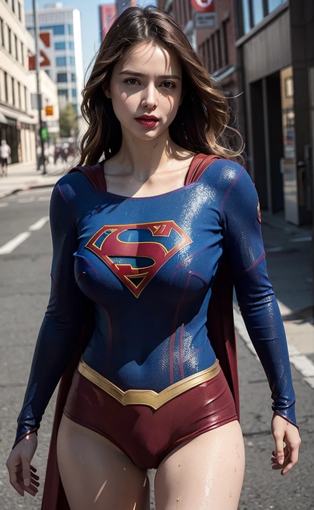 full length,1girl,(Perfect wet figure,be tall and slim),solo,random pose,(outdoor:1),sky,Focus on the face,Beautiful sexy face,Detailed delicate young face,supergirl, (Super girl suit:1.5),Jumpsuit,(huge breasts,Big tits,Big breasts:1.3),thigh gap,camel toe realistic style, (water wet between pussy and legs:1.4), vivid picture,masterpiece, (best quality:1.2),ultra-detailed,realistic,High definition,High quality,Cinematic Light,Ray tracing,ultra high res,UHD,(photorealistic:1.5),intricate details,detailed texture,finely detailed,High quality shadow