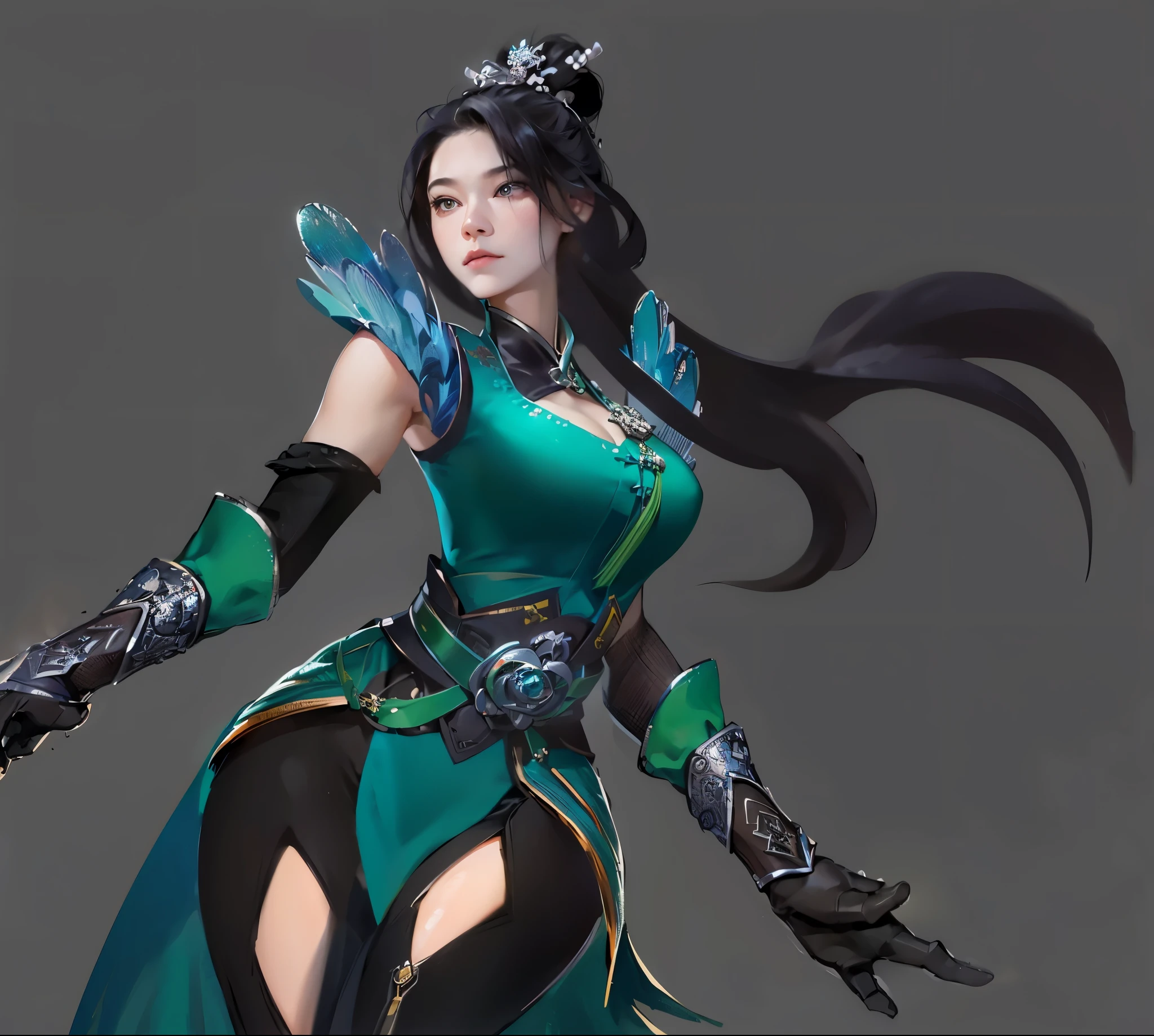 Wearing a green dress、Arav woman holding sword and green dress, Dynasty Warriors, lady powder, Full body fairy, yun ling, zhao yun, Fighting Game Characters, Katana Zero Video Game Character, bian lian, powder, Full body martial arts, xianxia hero, Inspired by Guillaume