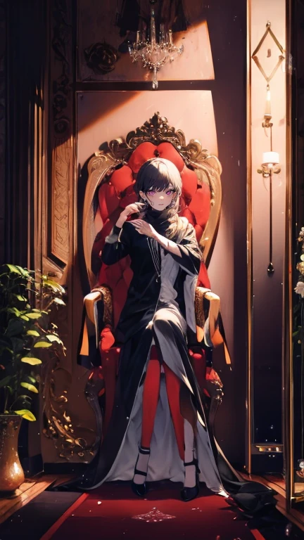 sitting in a chair、He is making a gesture to invite you in.