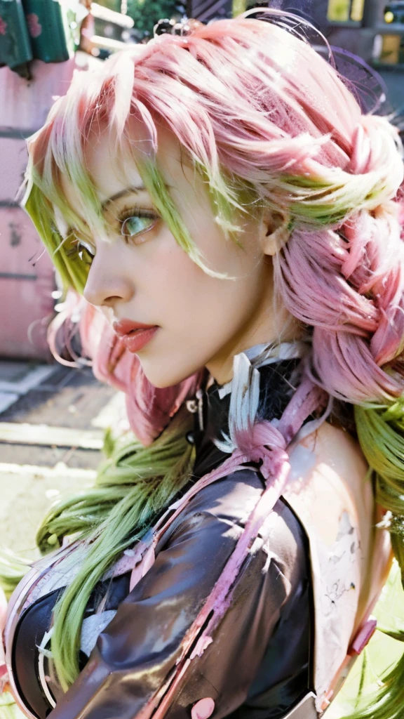 anime girl with pink hair and green hair with glitters, beautiful anime portrait, beautiful anime artwork, stunning anime face portrait, detailed portrait of anime girl, detailed digital anime art, profile of anime girl, artwork in the style of guweiz, beautiful anime art, guweiz, digital anime art, anime girl with cosmic hair, rossdraws pastel vibrant