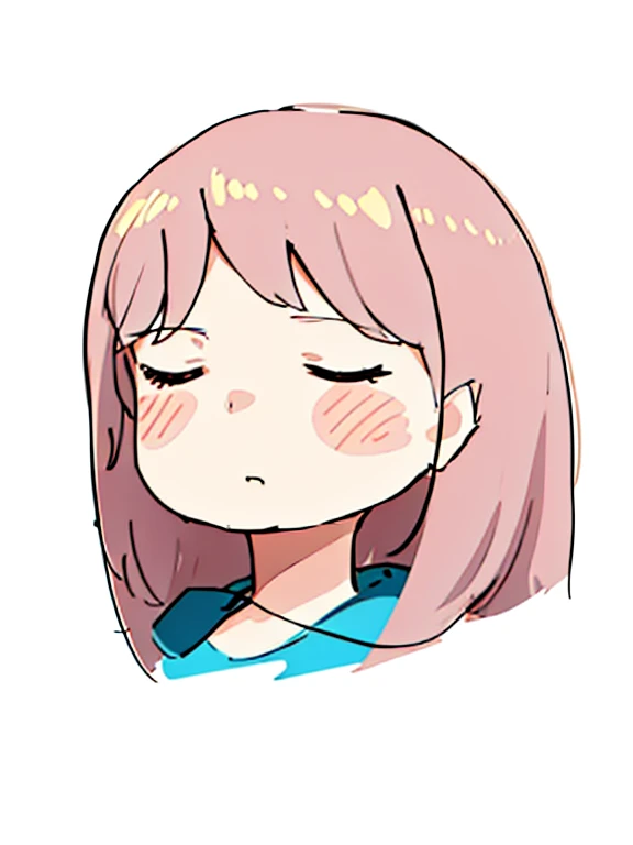 一幅girl的图画, bored expression, thick line art, anime style, line drawing!!, anime sketch, tired expression, anime face, simple drawing, 一个动漫girl, cute anime face, 微妙的anime style, Simple lines of art, An anime picture, sleepy expression, line drawing, bust portrait,girl,Slightly sideways,slightly side view。Bored expression。