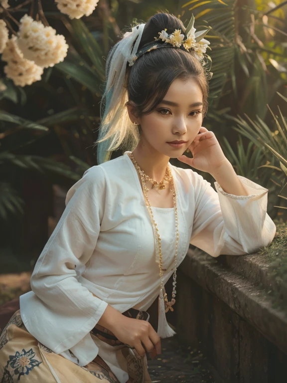 (masterpiece), (best quality), (ultra detailed),(disheveled hair),(illustration), (1 70 yo old womanl), (old Fashionable burmese clothing), standing, old Fashion old woman model, looking at viewer, (interview), (simple background),beautiful detailed eyes, delicate beautiful face, Floating,(high saturation),(colorful splashes),(shining), focus on face,  ponytail, kamisato ayaka, light blue hair, bangs, hair ring, floating flowers, floating hairs, (shining), best lighting, best shadow,(best quality,8k,highres,masterpiece:1.2),ultra-detailed,(realistic,photorealistic,photo-realistic:1.37),beautiful expressive eyes,long eyelashes,beautiful detailed lips,(((big ))),(big buttocks))),detailed hair and face, acmm ls outfit, wearing acmm top, yellow green acmm top, long sleeves, wearing acmm long skirt, gold green acmm long skirt, printed skirt, vintages photography, old photos style, (((70 yo an old woman))), 70 years old woman