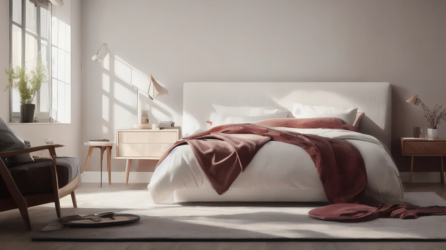 hyper ultra realistic photographs full body of Transform your bed into a cozy haven by piling on plush blankets and throws in shades of red, pink, and white. Arrange heart-shaped pillows around the headboard and scatter more rose petals on the bedding. Tie helium heart balloons to the foot of the bed for a playful touch. ratio 16:9, 4k, 8k resolution, High quality photo, high detailed, imagesharp focus, Cinematic lighting,hyperdetailed & Unreal engine, detail, realism, photography,cinematography, camera NIKON, lens NIKKOR flagship, masterpiece. hyper-maximalism, ultradetailed photorealistic, light skin imperfections, final render, vray, photo, fashion