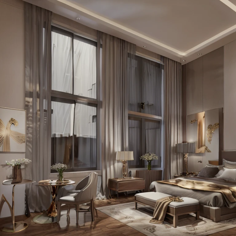 master piece, best quality, 8k, ultra-detailed, realistic,
professional lighting, realistic shadow, fine details, Golden ratio, high detail, Photorealism,
night, night view,
A room in a luxury hotel,
Design based on white,
quiet atmosphere, Interior design,
big window, A beautiful night view can be seen from the large windows,
A little light is leaking,
originality