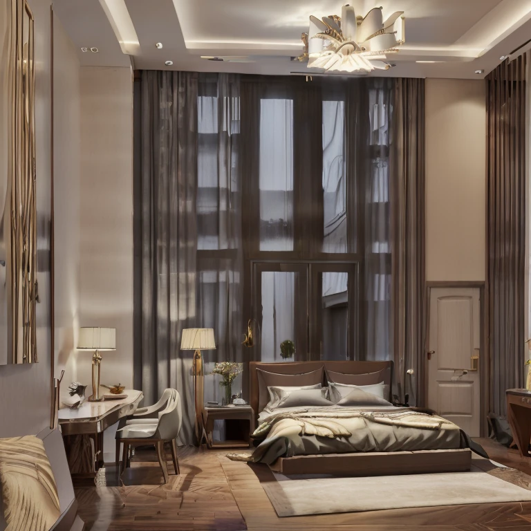 master piece, best quality, 8k, ultra-detailed, realistic,
professional lighting, realistic shadow, fine details, Golden ratio, high detail, Photorealism,
night, night view,
A room in a luxury hotel,
Design based on white,
quiet atmosphere, Interior design,
big window, A beautiful night view can be seen from the large windows,
A little light is leaking,
originality