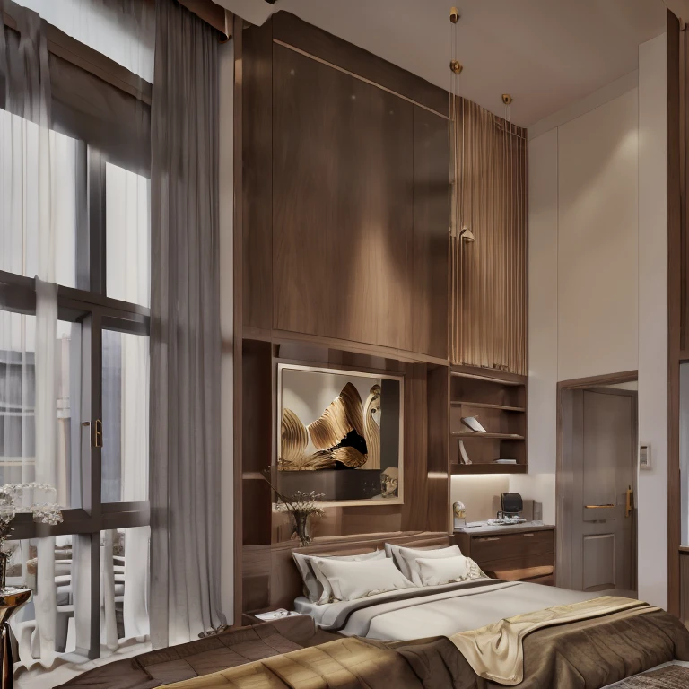 master piece, best quality, 8k, ultra-detailed, realistic,
professional lighting, realistic shadow, fine details, Golden ratio, high detail, Photorealism,
night, night view, 
A room in a luxury hotel,
Design based on white,
quiet atmosphere, Interior design,
big window, A beautiful night view can be seen from the large windows,
A little light is leaking, 
originality