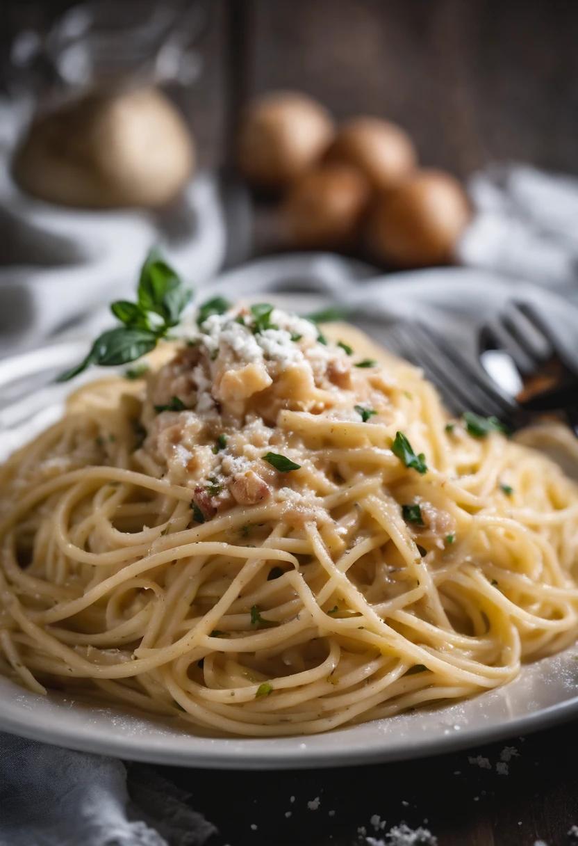 Spaghetti Carbonara with Ricotta and Parmesan