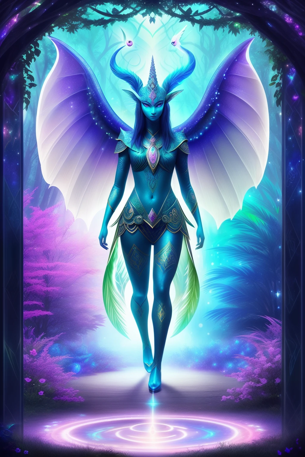 A mystical creature, resembling a sarusaru, with a shimmering, iridescent body and larger-than-life eyes, (mythical creature:1.5), (enchanted:1.2), (vibrant colors:1.3), hdr, (intricate patterns:1.1), cinematic shot, magical aura, surrounded by lush greenery, nature's wonder, captivating gaze, majestic presence, radiant charm, mythical enigma, mystic beauty, gentle spirit, creature of legend, illustrated wonders, enchanting essence.