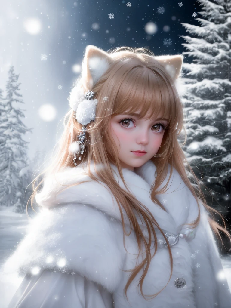 (RAW photo:1.2), (realistic:1.4), (highest quality:1.4), (Super high resolution:1.2), (very detailed:1.3), (nffsw:1.2), (cinematic lighting:1.3), (eye), (Yuki:1.2). ), Cute Little Fox, Are standing, (3/4 portrait: 1.2), (hairy tail: 1.2), (soft fur: 1.2), (Moe: 1.2), (look at the audience), (innocent look), (soft light), (dreamy), (dream: 1.3), (ethereal: 1.3), (magic: 1.2), (snowflake: 1.2), (winter wonderland: 1.3), (Whimsical: 1.2), (fun: 1.2), bust, alone