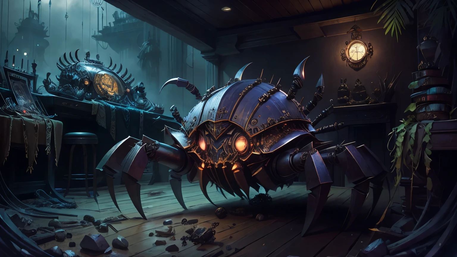 Coconut crab is secret agent of British imperium, he serves his undead masters on warship, pirate Victorian steampunk