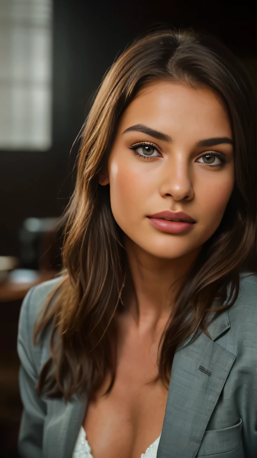 full-body shot,(from far, photograph of a 21 year old woman), (((skinny))), rich araffed woman wearing fashionable women's suit posing for a picture, violet myers, with white complexion, sophie mudd, seductive lady, young white woman, gorgeous latina face, photo of a white woman, photo of a beautiful woman, white young woman, olive skinned, she has olive brown skin,, (highly detailed face:1.4) (smile:0.7) (background inside dark, moody, private study:1.OV, by lee jeffries, nikon d850, film stock photograph ,4 kodak portra 400 ,camera f1.6 lens ,rich colors ,hyper realistic ,lifelike texture, dramatic lighting , cinestill 800,