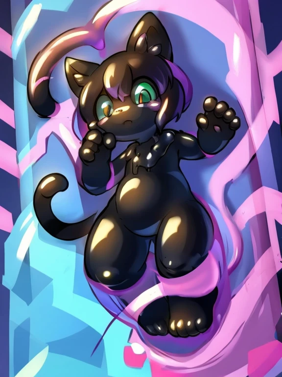 black cat，trapped in slime wall