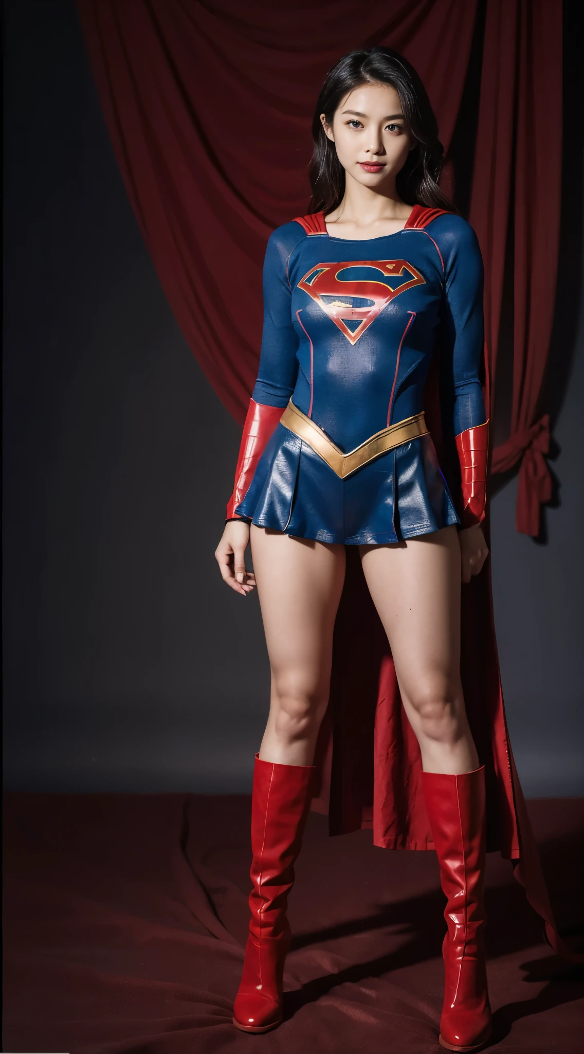 no background、short hair、supergirl costume、Snug costume、(((stretch your legs、tall、Legally express the beauty of your smile)))、((((Get the most out of your original images)))、(((supergirl costume、torn、Tattered、being destroyed)))、(((beautiful hair)))、(((I&#39;m in pain)))、(((Legs must be worn with black tights)))、(((must wear red boots、being destroyed)))、((Highest image quality、8K))、((highest quality、8K、masterpiece:1.3))、(((keep background )))、clear focus:1.2、beautiful woman with perfect figure:1.4、Full of scars、bloody、full of blood、slender abs:1.2、wet body:1.5、Highly detailed face and skin texture、8K