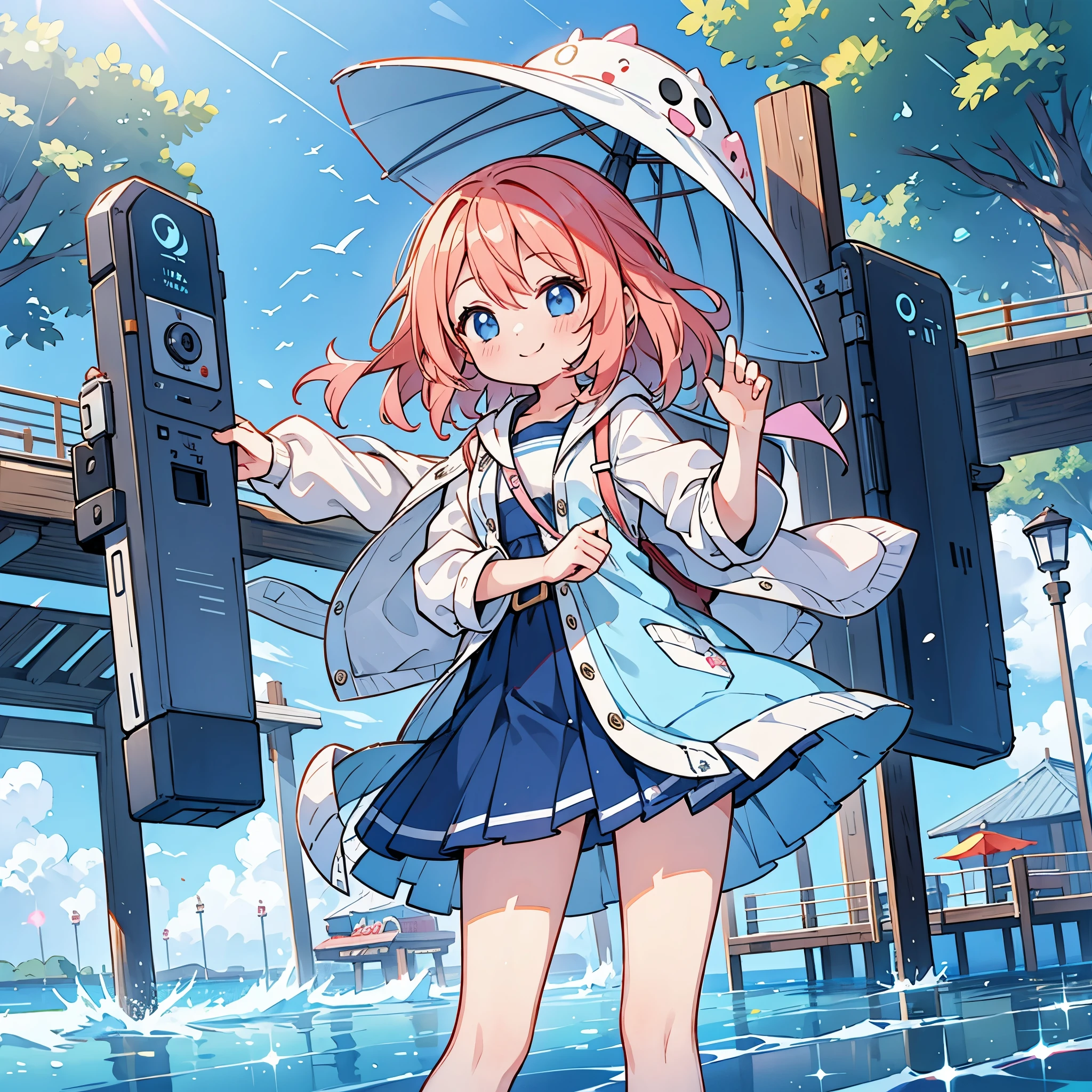 Morning park、girl on the pier、smile、synchrotron radiation