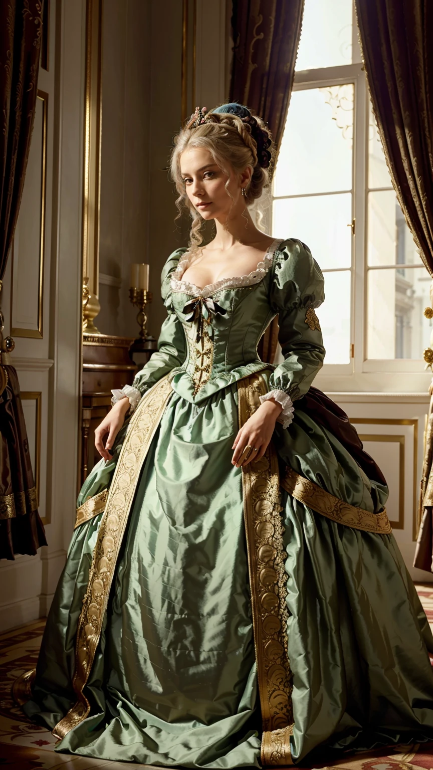 a close up of a woman in a dress with a big diamond collar,big diamond earrings  a flemish Baroque inspired by Louis Le Nain, tumblr, rococo, costume with lig lemon yellow accents, in a high renaissance style, dressed in a medieval lacy, black corset, in a renaissance style, corset, beautiful costume, georgian dress amazing fabric, 1 7 th century duchess, with victorian clothing