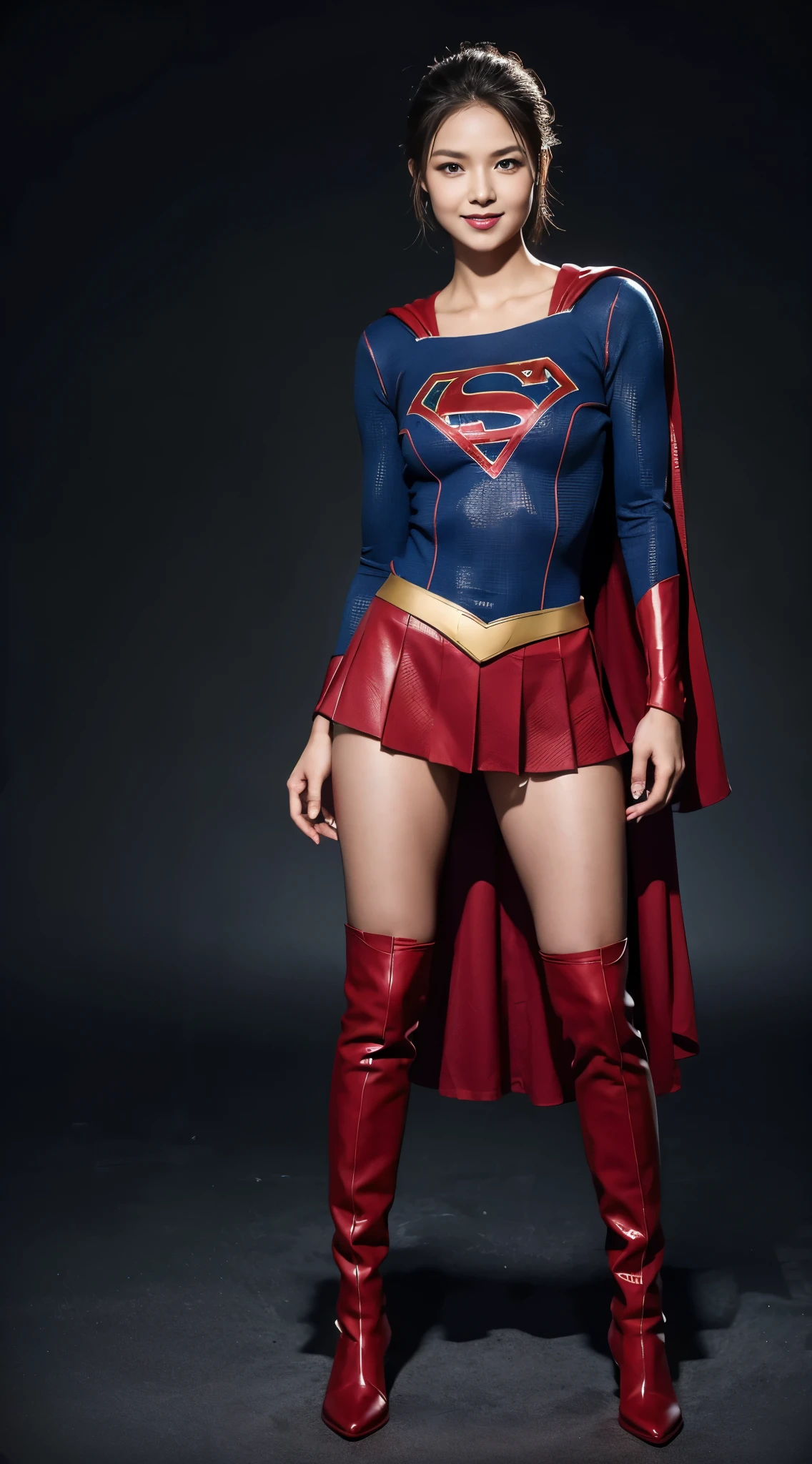 no background、short hair、supergirl costume、Snug costume、(((stretch your legs、tall、Legally express the beauty of your smile)))、((((Get the most out of your original images)))、(((supergirl costume、torn、Tattered、being destroyed)))、(((beautiful hair)))、(((I&#39;m in pain)))、(((Legs must be worn with black tights)))、(((must wear red boots、being destroyed)))、((Highest image quality、8K))、((highest quality、8K、masterpiece:1.3))、(((keep background )))、clear focus:1.2、beautiful woman with perfect figure:1.4、Full of scars、bloody、full of blood、slender abs:1.2、wet body:1.5、Highly detailed face and skin texture、8K