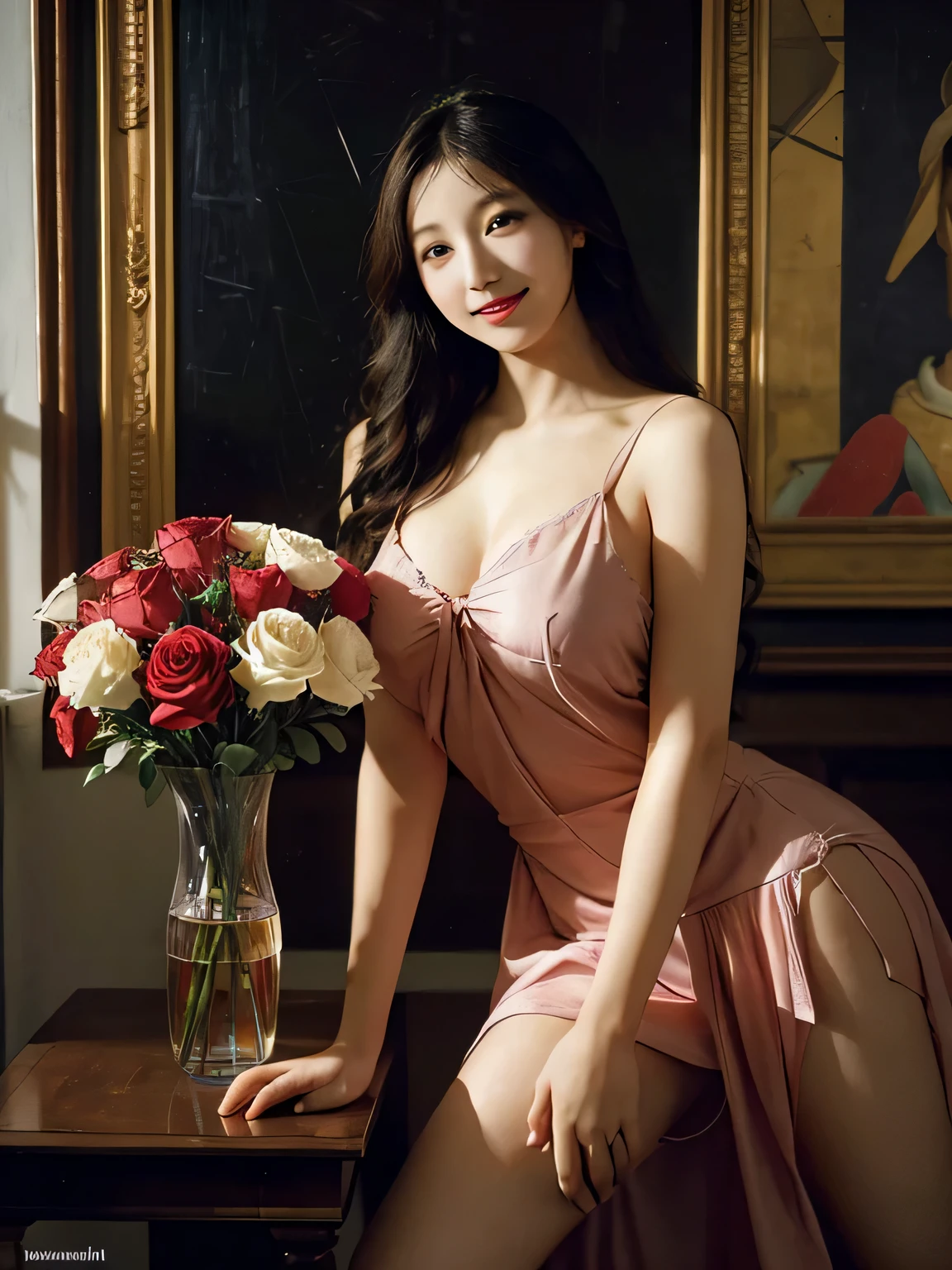 
Geometry,astronault,quantum mechanics,Math,Astronomical machinery,astronault.Roses in a vase.fruits,Colossal tits,A smile.Ancient Greek costumes,Paintings by Sandro Botticelli。Costume with stretched shoulders,huge smile,Chiaroscuro of Caravaggio,Cute smile, Expression of ecstasy,A sexy