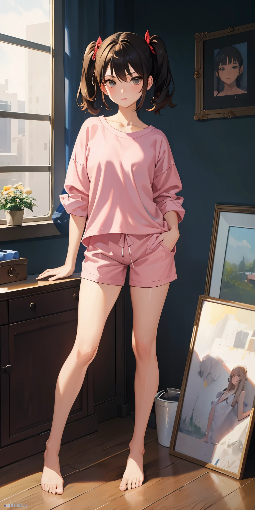 1 girl in short pajamas, oil ,  \(average\), ((Wow))