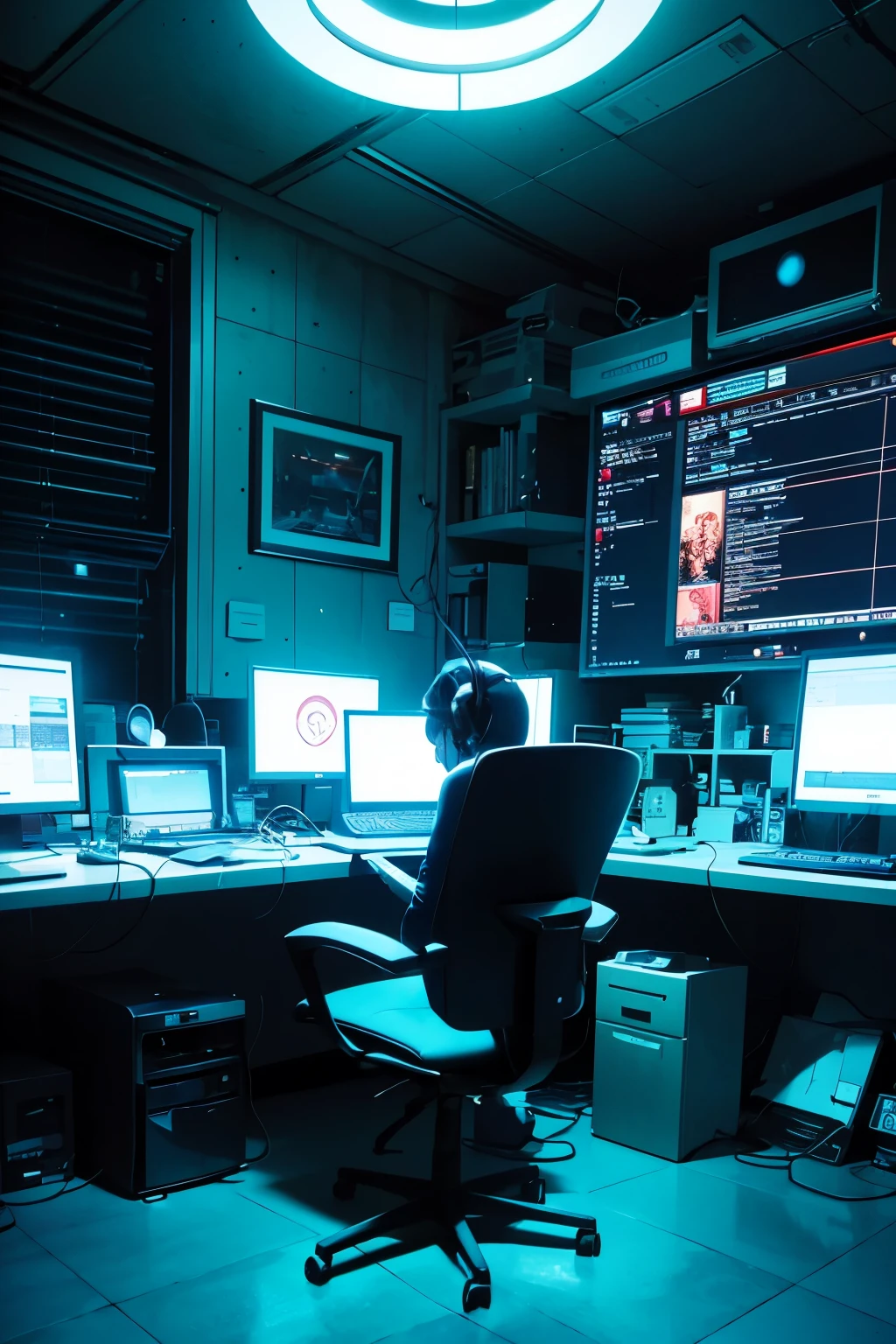 VPN realism, ultra high definition, hyper realistic, detailed representation, cyber cafe setting, computer screens displaying lines of code, glow of monitors, intricate wiring and cables, intense focus on the characters' faces, beads of sweat on their foreheads, impatient expressions, hands typing rapidly, background noise of clicking keys, vibrant colors contrasting with the cool blue tones of the computer area, attention to textures and shadows, immersive and atmospheric, best quality, virtual reality experience, realistic 3D environment, bring the world of VPNs to life, photo-realistic graphics, stunning visuals.