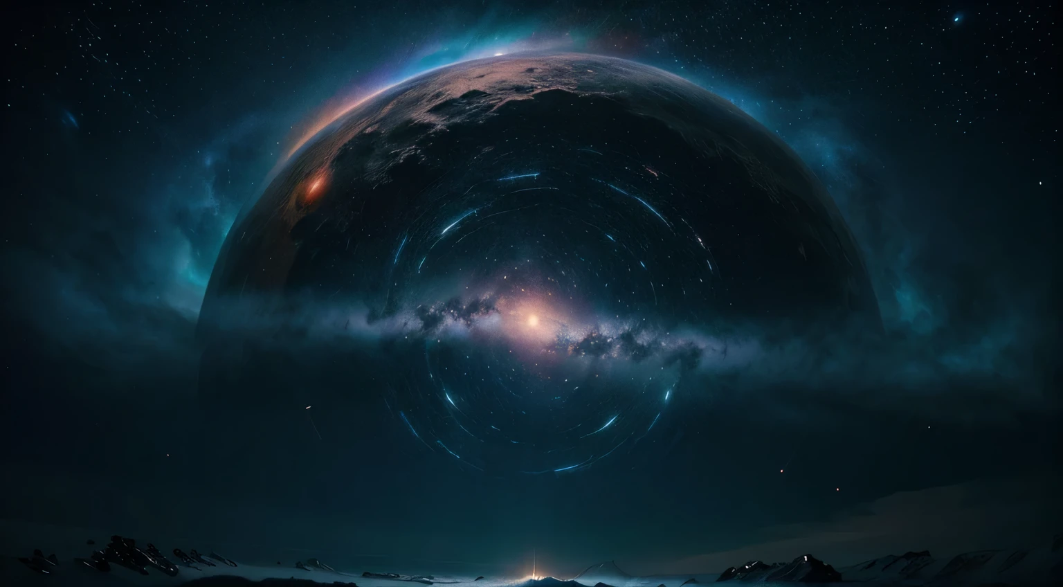 "Create a captivating cosmic backdrop with swirling nebulae and celestial bodies. Make it visually stunning and ethereal to set the tone for the birth of the gods."