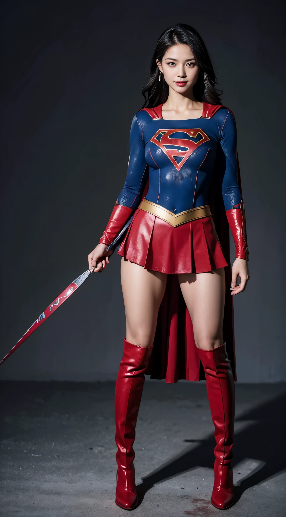no background、short hair、supergirl costume、Snug costume、(((stretch your legs、tall、Legally express the beauty of your smile)))、((((Get the most out of your original images)))、(((supergirl costume、torn、Tattered、being destroyed)))、(((beautiful hair)))、(((I&#39;m in pain)))、(((Legs must be worn with black tights)))、(((must wear red boots、being destroyed)))、((Highest image quality、8K))、((highest quality、8K、masterpiece:1.3))、(((keep background )))、clear focus:1.2、beautiful woman with perfect figure:1.4、Full of scars、bloody、full of blood、slender abs:1.2、wet body:1.5、Highly detailed face and skin texture、8K